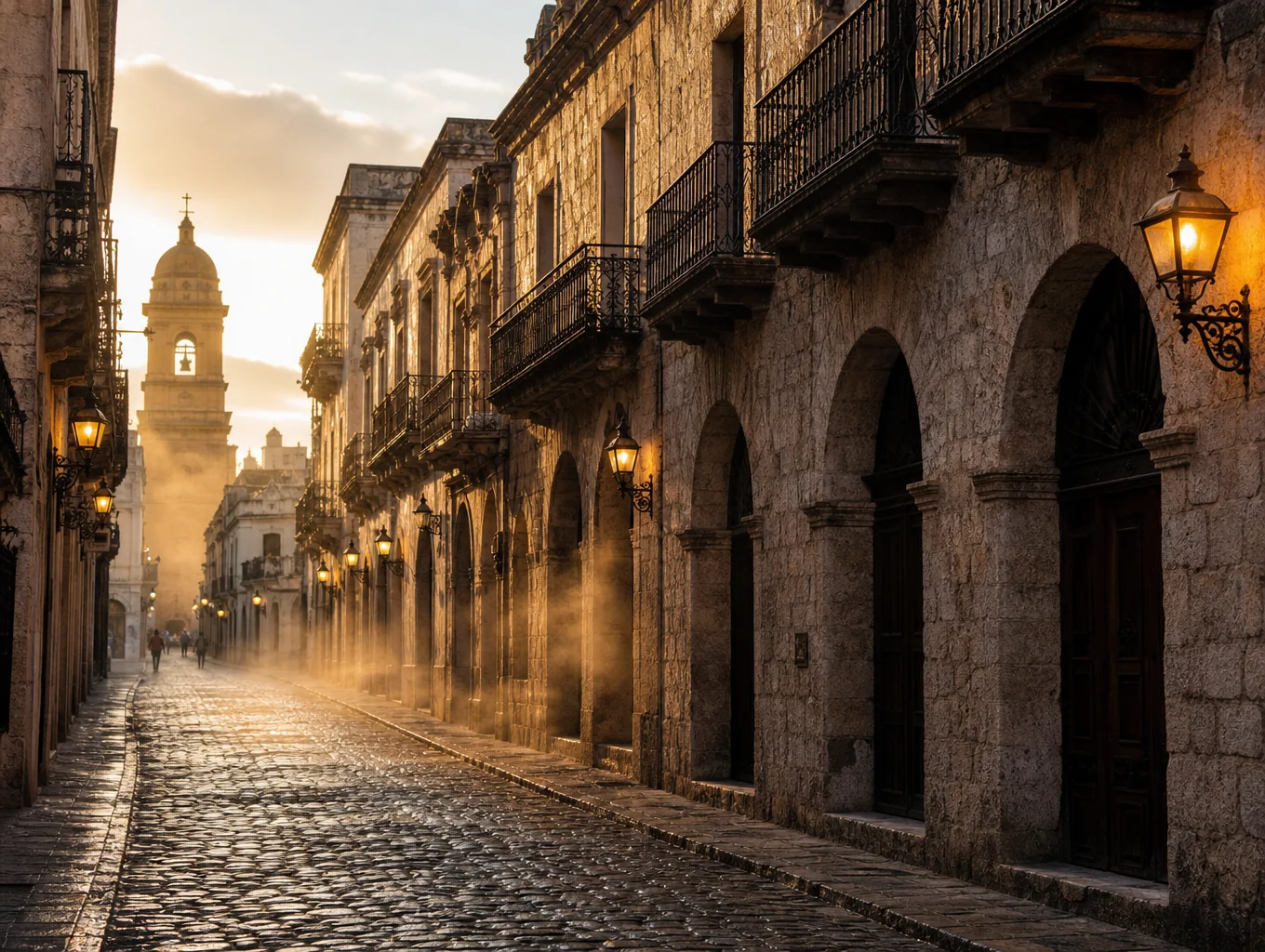 Historic stone streets and heritage architecture in Baiona old town