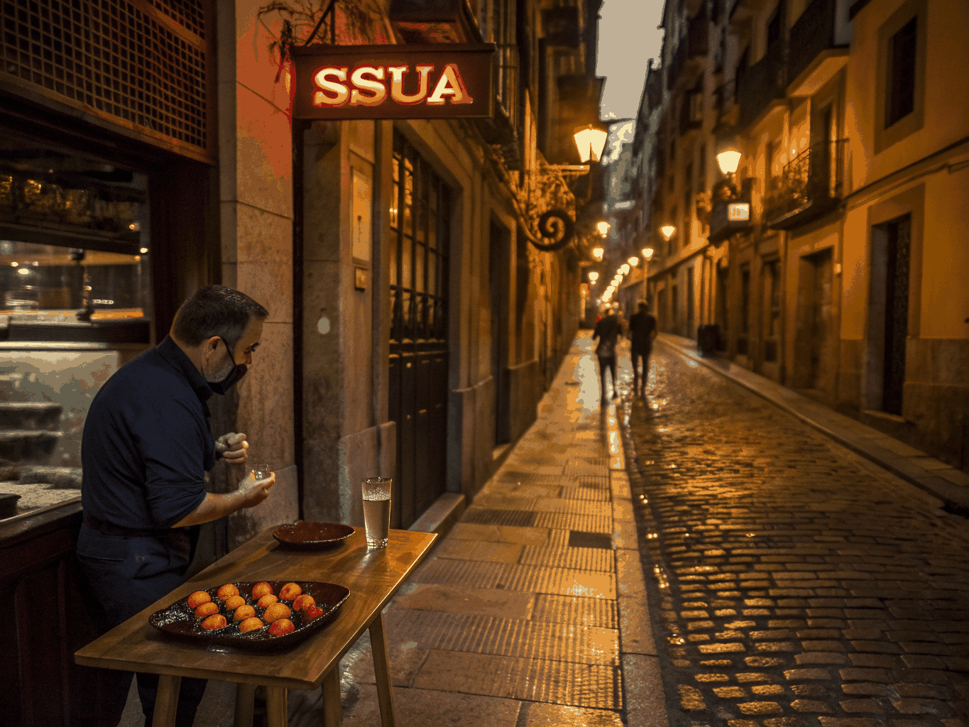 Charming stone street and traditional architecture in Vigo Casco Vello